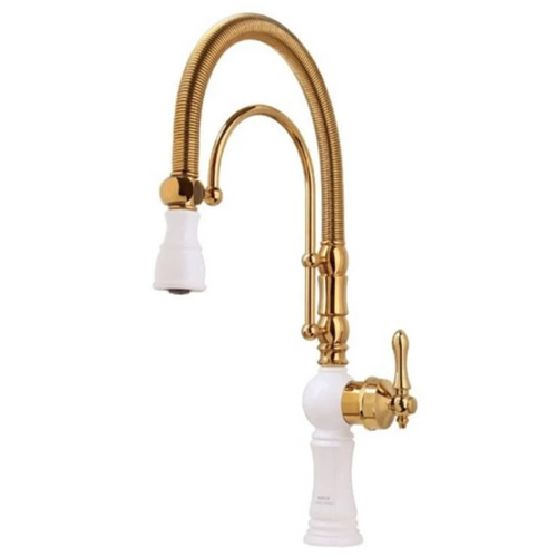 شیر ظرفشویی شیبه فنری مدل ارژن سفید طلایی